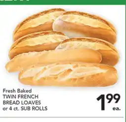 Pete's Fresh Market Fresh Baked TWIN FRENCH BREAD LOAVES or 4 ct. SUB ROLLS offer