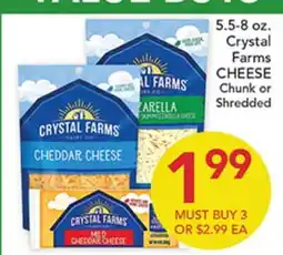 Pete's Fresh Market 5.5-8 oz. Crystal Farms CHEESE Chunk or Shredded offer