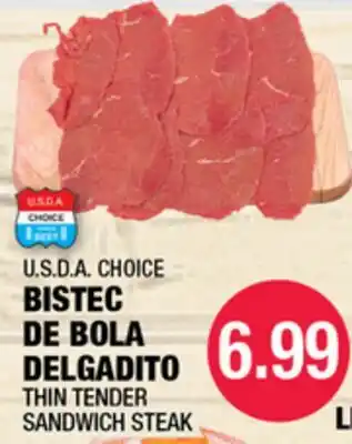 Carnicerias Jimenez U.S.D.A CHOICE BISTEC DE BOLA DELGADITO offer