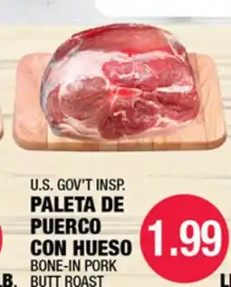 Carnicerias Jimenez U.S. GOV'T INSP. PAleta DE PUErCo CON HUESO offer