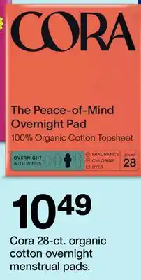 Target Cora 28-ct. organic cotton overnight menstrual pads offer