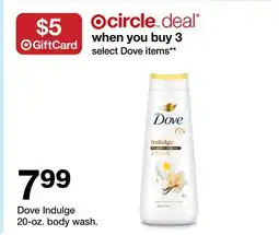 Target Dove Indulge 20-oz. body wash offer