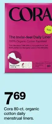 Target Cora 80-ct. organic cotton daily menstrual liners offer