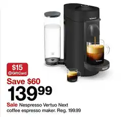 Target Nespresso Vertuo Next coffee espresso maker offer