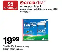 Target Claritin 30-ct. non-drowsy allergy relief tablets offer