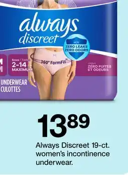 Target Always Discreet 19-ct. women's incontinence underwear offer