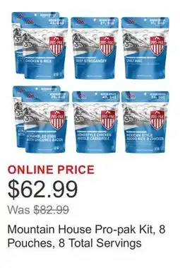 Costco Mountain House Pro-pak Kit, 8 Pouches, 8 Total Servings offer