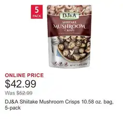 Costco DJ&A Shiitake Mushroom Crisps 10.58 oz. bag, 5-pack offer