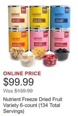 Costco Nutrient Freeze Dried Fruit Variety 6-count (134 Total Servings) offer