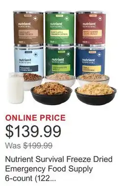 Costco Nutrient Survival Freeze Dried Emergency Food Supply 6-count (122 Total Servings) offer