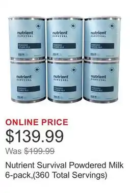 Costco Nutrient Survival Powdered Milk 6-pack,(360 Total Servings) offer