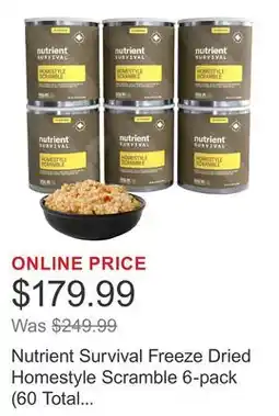 Costco Nutrient Survival Freeze Dried Homestyle Scramble 6-pack (60 Total Servings) offer