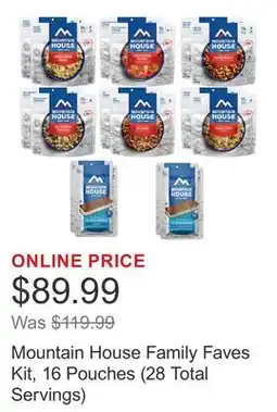 Costco Mountain House Family Faves Kit, 16 Pouches (28 Total Servings) offer