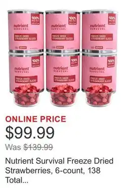 Costco Nutrient Survival Freeze Dried Strawberries, 6-count, 138 Total Servings offer