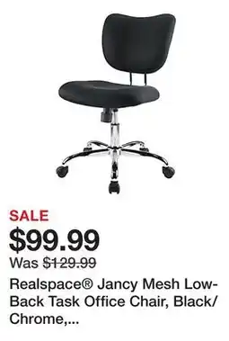 Office Depot Realspace Jancy Mesh Low-Back Task Office Chair, Black/Chrome, BIFMA Compliant offer