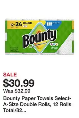 Office Depot Bounty Paper Towels Select-A-Size Double Rolls, 12 Rolls Total/82 Sheets Per Roll, White offer