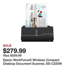 Office Depot Epson WorkForce Wireless Compact Desktop Document Scanner, ES-C320W offer
