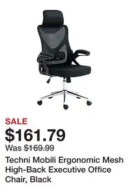 Office Depot Techni Mobili Ergonomic Mesh High-Back Executive Office Chair, Black offer