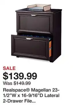 Office Depot Realspace Magellan 23-1/2W x 16-9/16D Lateral 2-Drawer File Cabinet, Espresso offer