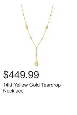 Costco 14kt Yellow Gold Teardrop Necklace offer
