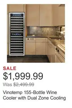 Costco Vinotemp 155-Bottle Wine Cooler with Dual Zone Cooling offer