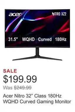 Costco Acer Nitro 32 Class 180Hz WQHD Curved Gaming Monitor offer