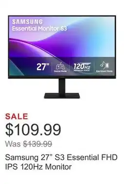 Costco Samsung 27 S3 Essential FHD IPS 120Hz Monitor offer