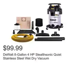 Costco DeWalt 8-Gallon 4 HP Stealthsonic Quiet Stainless Steel Wet Dry Vacuum offer