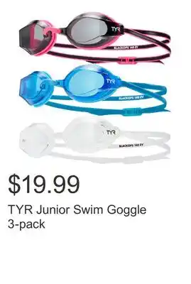 Costco TYR Junior Swim Goggle 3-pack offer