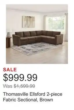 Costco Thomasville Ellsford 2-piece Fabric Sectional, Brown offer