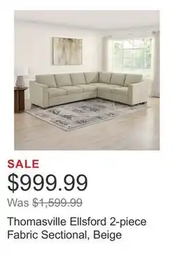 Costco Thomasville Ellsford 2-piece Fabric Sectional, Beige offer
