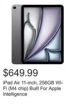 Costco iPad Air 11-inch, 256GB Wi-Fi (M4 chip) Built For Apple Intelligence offer