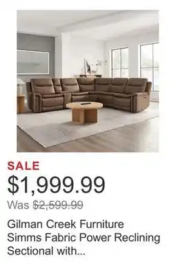 Costco Gilman Creek Furniture Simms Fabric Power Reclining Sectional with Power Headrests offer