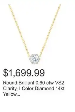 Costco Round Brilliant 0.60 ctw VS2 Clarity, I Color Diamond 14kt Yellow Gold Pendant offer