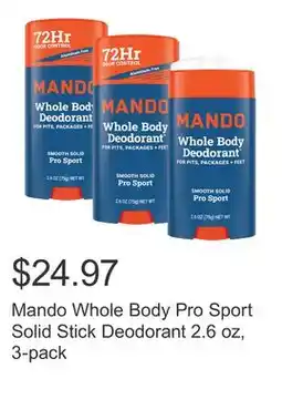 Costco Mando Whole Body Pro Sport Solid Stick Deodorant 2.6 oz, 3-pack offer