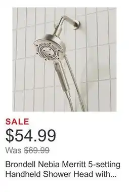 Costco Brondell Nebia Merritt 5-setting Handheld Shower Head with HaloNetic Double Docking System offer