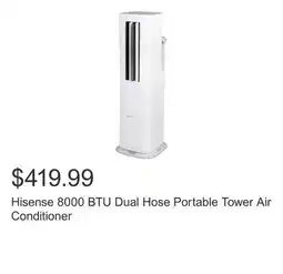 Costco Hisense 8000 BTU Dual Hose Portable Tower Air Conditioner offer