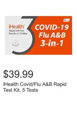 Costco iHealth Covid/Flu A&B Rapid Test Kit, 5 Tests offer