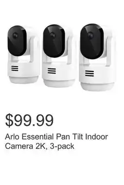 Costco Arlo Essential Pan Tilt Indoor Camera 2K, 3-pack offer
