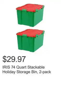 Costco IRIS 74 Quart Stackable Holiday Storage Bin, 2-pack offer