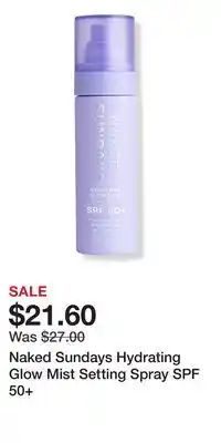 Ulta Beauty Naked Sundays Hydrating Glow Mist Setting Spray SPF 50+ offer