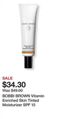 Ulta Beauty BOBBI BROWN Vitamin Enriched Skin Tinted Moisturizer SPF 15 offer