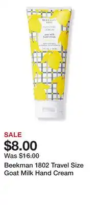 Ulta Beauty Beekman 1802 Travel Size Goat Milk Hand Cream offer