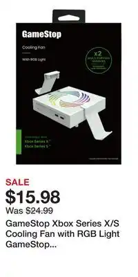 Game Stop GameStop Xbox Series X/S Cooling Fan with RGB Light GameStop Exclusive - White offer