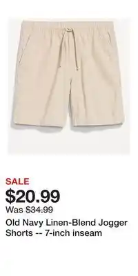 Old Navy Old Navy Linen-Blend Jogger Shorts -- 7-inch inseam offer
