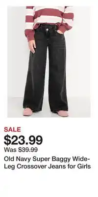 Old Navy Old Navy Super Baggy Wide-Leg Crossover Jeans for Girls offer