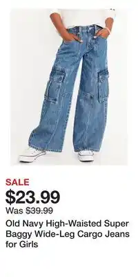 Old Navy Old Navy High-Waisted Super Baggy Wide-Leg Cargo Jeans for Girls offer