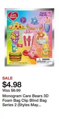 Game Stop Monogram Care Bears 3D Foam Bag Clip Blind Bag Series 2 (Styles May Vary) offer