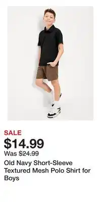 Old Navy Old Navy Short-Sleeve Textured Mesh Polo Shirt for Boys offer