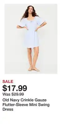 Old Navy Old Navy Crinkle Gauze Flutter-Sleeve Mini Swing Dress offer